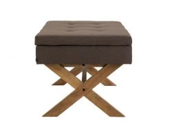 Banquette Namaro En Tissu Avec Espace De Rangement Pieds Bois De Caoutchouc , Marron/antique Clair -Banquette Soldes Magasin G CNF A14913780 D