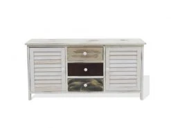 Mobili Rebecca Banc Meuble De Rangement 3 Tiroirs 2 Porte Bois Blanc 45x90x34