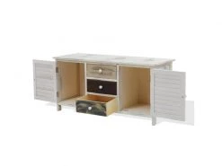 Mobili Rebecca Banc Meuble De Rangement 3 Tiroirs 2 Porte Bois Blanc 45x90x34 -Banquette Soldes Magasin G CNF B27556401 D
