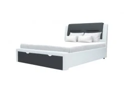 GPASPLUS Scarlette Lit Adulte Contemporain Avec Tiroirs De Rangement - Simili Gris Fonce/blanc - Sommier Inclus - 140 X 190 Cm -Banquette Soldes Magasin G CNF B29266297 E