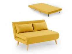 DECO_IN_PARIS Banquette Convertible 2 Places En Tissu Jaune Tonka