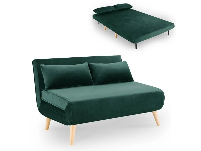 Banquette Convertible 2 Places En Velours Vert Tonka 3 Banquette Convertible 2 Places En Velours Vert Tonka