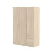 Armoire à Trois Portes Avec Barre-penderie, étagères Et Tiroirs, Couleur Chêne, Mesures En Cm 180 X 121 X 52 -Banquette Soldes Magasin G CNF B58561805 B