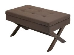 Banquette Namaro En Tissu Avec Espace De Rangement Pieds Bois De Caoutchouc , Marron/antique -Banquette Soldes Magasin G CNF C33738723 E