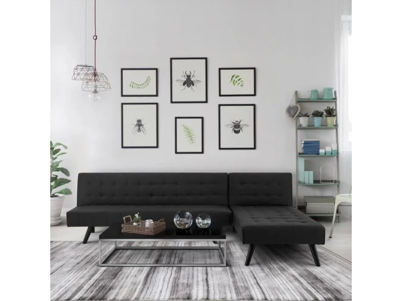 GPASPLUS Luca Canapé D'angle Clic-clac Réversible Contemporain 3 Places - Tissu Bleu Nuit Capitonné - L 180 X P 78 X H 75 Cm 4 GPASPLUS Luca Canapé D'angle Clic-clac Réversible Contemporain 3 Places - Tissu Bleu Nuit Capitonné - L 180 X P 78 X H 75 Cm – Image 2