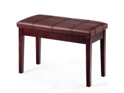 Banquette Piano Avec Coussin Rayé Rembourré En Cuir Pu Et Compartiment De Rangement, Pour Usage Professionnel/privé, Marron
