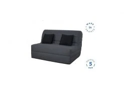 Banquette Bz Dunlopillo - Tissu Gris + 2 Coussins Noir - L 140 X P 99 X H 98 Cm - Alice -Banquette Soldes Magasin G CNF C96469530 D