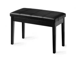 Banquette Piano Avec Coussin Rayé Rembourré En Cuir Pu Et Compartiment De Rangement, Pour Usage Professionnel/privé, Noir