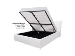 GPASPLUS Cloud Lit Adulte - 160 X 200 Cm + Coffre De Rangement - Simili Blanc -sommier A Lattes Inclus -Banquette Soldes Magasin G CNF D44427629 E