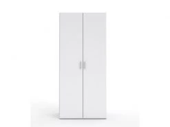 Dmora Armoire Avec Deux Portes Battantes, Avec Deux étagères Et Barre De Penderie, Couleur Blanche, 77 X 175 X 49 Cm.