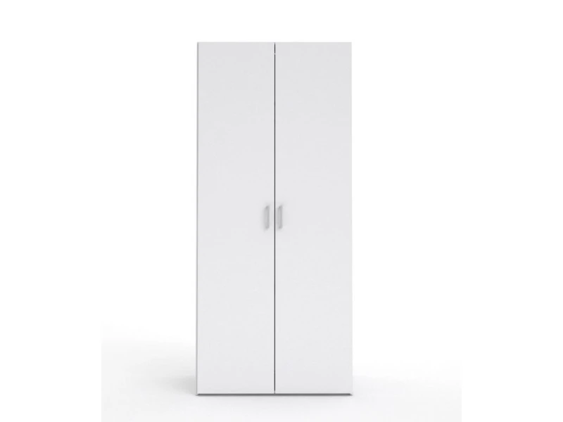 Dmora Armoire Avec Deux Portes Battantes, Avec Deux étagères Et Barre De Penderie, Couleur Blanche, 77 X 175 X 49 Cm. 3 Dmora Armoire Avec Deux Portes Battantes, Avec Deux étagères Et Barre De Penderie, Couleur Blanche, 77 X 175 X 49 Cm.