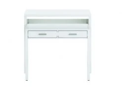 Dmora Bureau Console Extensible Avec Deux Tiroirs, Couleur Blanche, 87,5 X 98,5 X 36 Cm (extensible Jusqu'à 66 Cm Lorsqu'il Est Ouvert). -Banquette Soldes Magasin G CNF E48458055 F