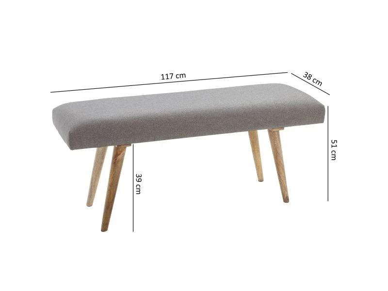 Finebuy Bois Massif Banc Tissu 117 X 51 X 38 Cm Style Rétro | Rembourré Banc | Banc En Tissu Salle à Manger Gris | Petit Banquette De Lit Tissu Banc 5 Finebuy Bois Massif Banc Tissu 117 X 51 X 38 Cm Style Rétro | Rembourré Banc | Banc En Tissu Salle à Manger Gris | Petit Banquette De Lit Tissu Banc – Image 3