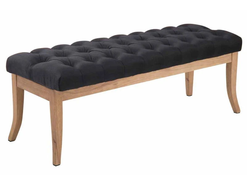 Banc Ramses Tissu Pieds Antique Clair , Noir /120 Cm 3 Banc Ramses Tissu Pieds Antique Clair , Noir /120 Cm