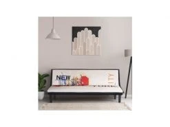 GPASPLUS Cassy Banquette Clic Clac 3 Places Imprimé New York - Tissu Gris Clair - L 179 X P 79 X H 74 Cm -Banquette Soldes Magasin G CNF F95289344 C