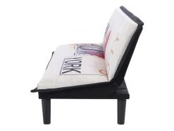 GPASPLUS Cassy Banquette Clic Clac 3 Places Imprimé New York - Tissu Gris Clair - L 179 X P 79 X H 74 Cm -Banquette Soldes Magasin G CNF F95289344 F