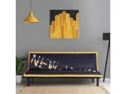 GPASPLUS Cassy Banquette Clic Clac 3 Places Imprimé New York - Tissu Jaune - L 179 X P 79 X H 74 Cm -Banquette Soldes Magasin G CNF G63134927 C