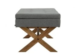 Banquette Namaro En Tissu Avec Espace De Rangement Pieds Bois De Caoutchouc , Gris/antique Clair -Banquette Soldes Magasin G CNF G93939912 D