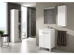 Colonne Suspendue Pour Salle De Bain Avec Une Porte Et Une étagère Intérieure, Couleur Blanche Brillante, 30 X 85 X 25 Cm. 9 Colonne Suspendue Pour Salle De Bain Avec Une Porte Et Une étagère Intérieure, Couleur Blanche Brillante, 30 X 85 X 25 Cm. -Banquette Soldes Magasin G CNF H98947288 E