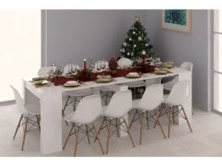 Dmora Table Console Extensible, Blanc Brillant, 90 X 78 X 51 Cm (jusqu'à 237 Avec Rallonges). -Banquette Soldes Magasin G CNF I99760131 C