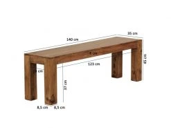 Finebuy Banc De Cuisine Bois Massif Sheesham Champêtre | Salle à Manger Banque Banc Pour Table De Cuisine | Banc Salle à Manger -Banquette Soldes Magasin G CNF J36273505 D
