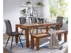 Finebuy Banc De Cuisine Bois Massif Sheesham Champêtre | Salle à Manger Banque Banc Pour Table De Cuisine | Banc Salle à Manger -Banquette Soldes Magasin G CNF J36273505 E