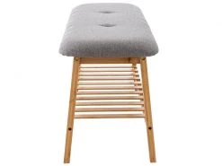 Banquette Marne En Tissu Avec Pieds Carrés En Bois De Bambou , Gris/90 Cm -Banquette Soldes Magasin G CNF J69718492 D