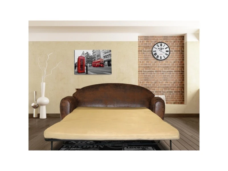 Canapé Convertible 3 Places Marron Aspect Vieilli - Cuba 5 Canapé Convertible 3 Places Marron Aspect Vieilli - Cuba – Image 3