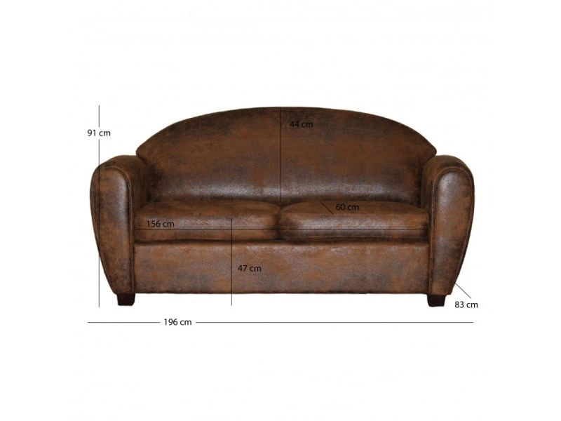 Canapé Convertible 3 Places Marron Aspect Vieilli - Cuba 7 Canapé Convertible 3 Places Marron Aspect Vieilli - Cuba – Image 5