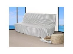 Housse Clic-clac Jacquard Largeur 190 Cm Cotonade Gris Clair