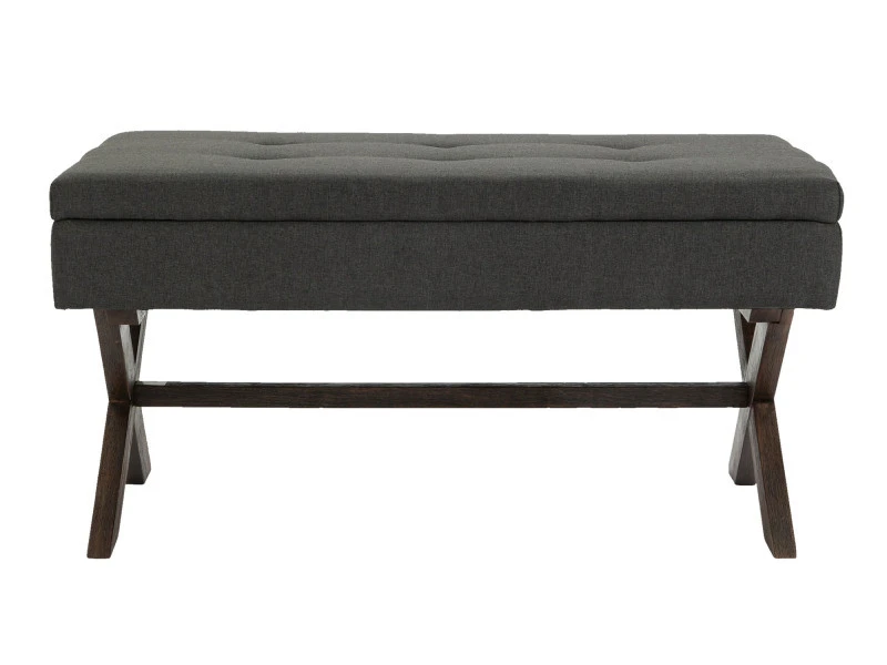 Banquette Namaro En Tissu Avec Espace De Rangement Pieds Bois De Caoutchouc , Gris Foncé/antique 4 Banquette Namaro En Tissu Avec Espace De Rangement Pieds Bois De Caoutchouc , Gris Foncé/antique – Image 2