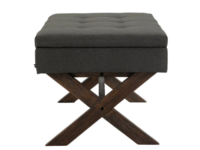 Banquette Namaro En Tissu Avec Espace De Rangement Pieds Bois De Caoutchouc , Gris Foncé/antique 5 Banquette Namaro En Tissu Avec Espace De Rangement Pieds Bois De Caoutchouc , Gris Foncé/antique – Image 3