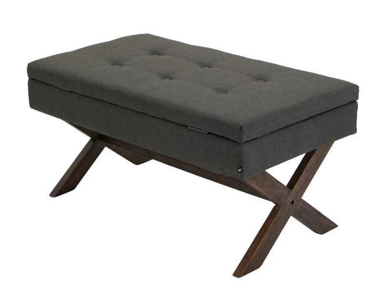 Banquette Namaro En Tissu Avec Espace De Rangement Pieds Bois De Caoutchouc , Gris Foncé/antique 6 Banquette Namaro En Tissu Avec Espace De Rangement Pieds Bois De Caoutchouc , Gris Foncé/antique – Image 4