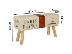 Finebuy Bois Massif Banc Tissu 91 X 51 X 30 Cm Style Rétro | Rembourré Banc | Banc En Cuir Salle à Manger Brun | Petit Banquette De Lit Tissu Banc Couloir -Banquette Soldes Magasin G CNF M15136884 E