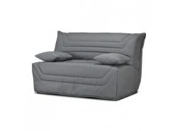 MEUBLETMOI Banquette Lit Bz 140x190 Cm En Tissu Gris Et Matelas 12 Cm - Cyriac