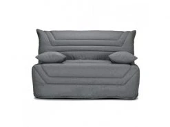 MEUBLETMOI Banquette Lit Bz 140x190 Cm En Tissu Gris Et Matelas 12 Cm - Cyriac -Banquette Soldes Magasin G CNF M61401017 F