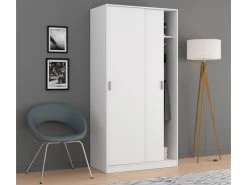 Armoire Avec Deux Portes Coulissantes, Couleur Blanche, 200 X 100 X 50 Cm