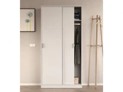 Armoire Avec Deux Portes Coulissantes, Couleur Blanche, 200 X 100 X 50 Cm -Banquette Soldes Magasin G CNF M94409138 D