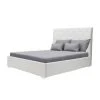 GPASPLUS Lit Adulte 140 X 160 Cm Tete De Lit Capitonnee + Coffre De Rangement - Simili Blanc - Sommier Blanc - Miles -Banquette Soldes Magasin G CNF N63282595 B