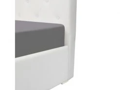 GPASPLUS Lit Adulte 140 X 160 Cm Tete De Lit Capitonnee + Coffre De Rangement - Simili Blanc - Sommier Blanc - Miles -Banquette Soldes Magasin G CNF N63282595 F