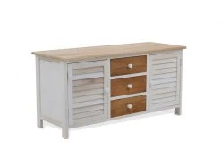 Mobili Rebecca Banc Meuble 3 Tiroirs 2 Porte Bois Blanc Beige 44x90x34 -Banquette Soldes Magasin G CNF O43758958 E
