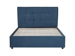 GPASPLUS Octave Lit Adulte 140x190 Cm - Tissu Bleu Fonce - Sommier A Lattes -Banquette Soldes Magasin G CNF O61564512 D