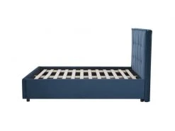 GPASPLUS Octave Lit Adulte 140x190 Cm - Tissu Bleu Fonce - Sommier A Lattes -Banquette Soldes Magasin G CNF O61564512 F