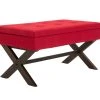 Banquette Namaro En Tissu Avec Espace De Rangement Pieds Bois De Caoutchouc , Rouge/antique