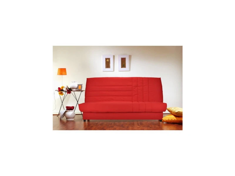 COMFORT_BULTEX Bultex Banquette Clic-clac 3 Places - Comfort Bultex - L 192 X P 95 Cm - Tissu Rouge 4 COMFORT_BULTEX Bultex Banquette Clic-clac 3 Places - Comfort Bultex - L 192 X P 95 Cm - Tissu Rouge – Image 2