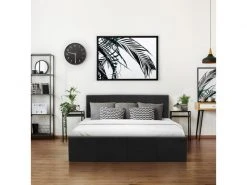 GPASPLUS Martin Lit Adulte 160 X 200 Cm + Coffre De Rangement - Simili Noir - Sommier Inclus -Banquette Soldes Magasin G CNF P59084323 D