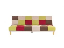 GPASPLUS Daria Banquette Clic Clac 3 Places - Tissu Patchwork Gris Clair - L 190 X P 77 X H 71 Cm