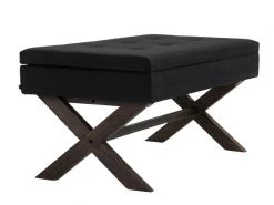 Banquette Namaro En Tissu Avec Espace De Rangement Pieds Bois De Caoutchouc , Noir /antique