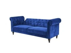 GPASPLUS Cesar Canapé Convertible Clic-clac 3 Places Chesterfield - Velours Bleu - L 217 X P 89 X H 86 Cm -Banquette Soldes Magasin G CNF R86926534 E