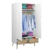 Armoire Carter 2 Portes 2 Tiroirs 98,7 X 200,1 X 58,1, Feuille Et Mélaminé, Beige -Banquette Soldes Magasin G CNF R88050489 D